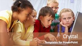  Presentation with smart temprature - Colorful slide deck enhanced with elementary education - portrait of smart schoolgirls backdrop and a red colored foreground