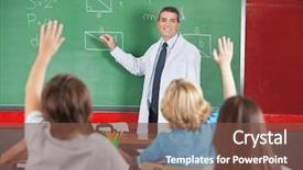  Presentation with math students - PPT theme featuring elementary education math - mature male teacher teaching while background and a tawny brown colored foreground
