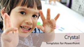  Presentation with elementary children - PPT layouts consisting of elementary education math - school children counting on fingers background and a soft green colored foreground