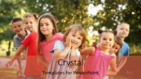  Presentation with happy kids - Presentation consisting of elementary free - group of happy kids background and a red colored foreground