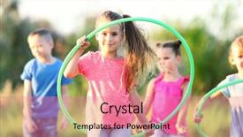  Presentation with kids playing - Slide set having elementary free - happy kids playing in park background and a  colored foreground