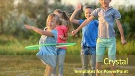  Presentation with kids playing - Colorful presentation enhanced with elementary free - happy kids playing in park backdrop and a  colored foreground