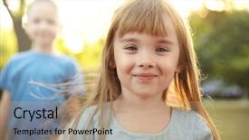  Presentation with park - PPT theme with elementary free - portrait of cute girl background and a coral colored foreground