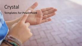  Presentation with student - Beautiful PPT theme featuring elementary human body - cropped hands of student gesturing backdrop and a  colored foreground