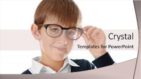  Presentation with cute girlish - Colorful slides enhanced with elementary human body - cute schoolboy wearing spectacles backdrop and a soft green colored foreground