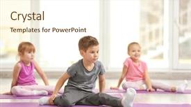  Presentation with elementary children - Presentation consisting of elementary human body - group of children doing gymnastic background and a cream colored foreground