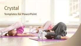  Presentation with elementary children - Audience pleasing presentation theme consisting of elementary human body - group of children doing gymnastic backdrop and a  colored foreground