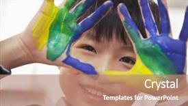  Presentation with human body - PPT theme with elementary human body - portrait of smiling boy background and a  colored foreground