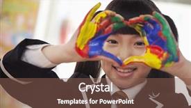  Presentation with finger millet - Slide set with elementary human body - smiling schoolgirl finger painting background and a  colored foreground