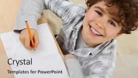  Presentation with cub boy scout oath scouts - Colorful slide set enhanced with elementary math - boy doing homework backdrop and a light gray colored foreground