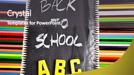 Presentation with back school - PPT layouts enhanced with elementary math - colour pencils alphabet and back background and a  colored foreground