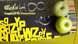  Presentation with pencils - Theme featuring elementary math - colour pencils on school chalkboard background and a tawny brown colored foreground