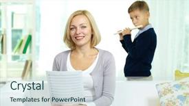  Presentation with flute - Cool new presentation with elementary music - portrait of happy tutor backdrop and a  colored foreground