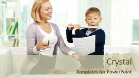  Presentation with flute - Cool new presentation theme with elementary music - portrait of pupil playing backdrop and a soft green colored foreground