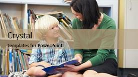  Presentation with elementary - Slide deck enhanced with elementary pupil reading with teacher background and a  colored foreground