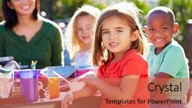 Presentation with school lunch - Colorful slide set enhanced with pensive female patient sitting on a giant pill and looking in the distance backdrop and a lemonade colored foreground