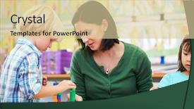  Presentation with elementary - Beautiful PPT theme featuring elementary pupils counting with teacher backdrop and a lemonade colored foreground