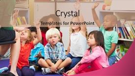  Presentation with pupils reading - Audience pleasing PPT theme consisting of elementary pupils in classroom backdrop and a coral colored foreground