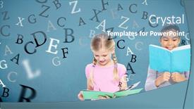  Presentation with pupils reading - Amazing presentation theme having elementary pupils reading against blue background backdrop and a teal colored foreground