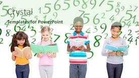  Presentation with pupils reading - Slide deck enhanced with elementary pupils reading against numbers background and a soft green colored foreground