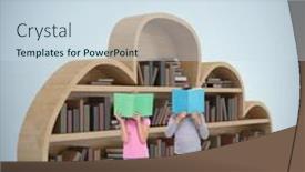  Presentation with pupils reading - Theme with elementary pupils reading against purple vignette background and a sky blue colored foreground