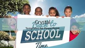  Presentation with elementary - PPT theme having elementary pupils showing card against scenic backdrop background and a light blue colored foreground