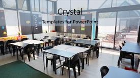  Presentation with elementary - Cool new theme with elementary school - empty classroom backdrop and a light blue colored foreground