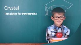  Presentation with behavior management in the classroom - Slides featuring elementary school - schoolboy at blackboard in classroom background and a teal colored foreground