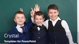  Presentation with friendship school - Slide deck enhanced with pupil education and friendship concept background and a navy blue colored foreground