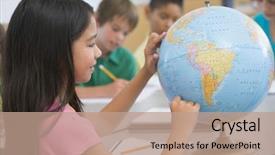  Presentation with geography - Cool new presentation design with elementary school geography class backdrop and a coral colored foreground