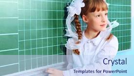  Presentation with school graduation - Audience pleasing theme consisting of elementary school graduation - portrait of a pretty schoolgirl backdrop and a  colored foreground