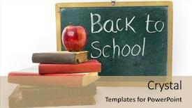  Presentation with school apple - Amazing presentation theme having elementary school graduation - red apple on pile backdrop and a coral colored foreground