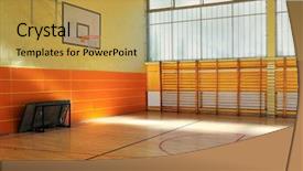  Presentation with elementary school - Presentation theme consisting of elementary school gym indoor background and a yellow colored foreground