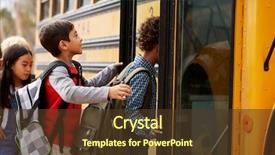  Presentation with school elementary - Slide deck featuring elementary school kids climbing background and a tawny brown colored foreground