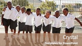  Presentation with elementary school female career day technology - Colorful presentation theme enhanced with elementary school kids in africa backdrop and a coral colored foreground