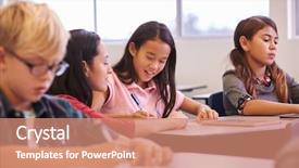  Presentation with maths for school kids - Slide deck featuring 4 parts - elementary school kids working background and a coral colored foreground