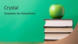  Presentation with chalkboard - Cool new PPT theme with apple over books backdrop and a teal colored foreground
