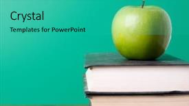  Presentation with green apple - PPT layouts enhanced with duty red stamp on a background and a coral colored foreground