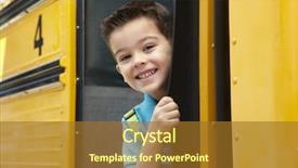  Presentation with school bus - Cool new presentation theme with elementary school pupil board bus backdrop and a tawny brown colored foreground