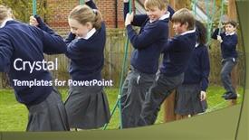  Presentation with elementary school - Slide set consisting of elementary school pupils on climbing background and a wine colored foreground