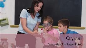  Presentation with diverse classroom - Theme featuring elementary-school-science-classroom-enthusiastic background and a coral colored foreground