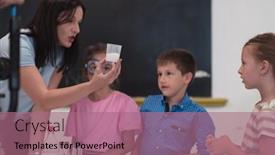  Presentation with diverse classroom - Slide deck consisting of elementary-school-science-classroom-enthusiastic background and a coral colored foreground