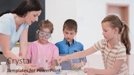  Presentation with school elementary - Presentation theme consisting of elementary-school-science-classroom-enthusiastic background and a soft green colored foreground