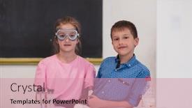  Presentation with diverse children - Theme consisting of elementary-school-science-classroom-enthusiastic background and a coral colored foreground