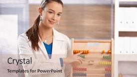  Presentation with elementary school career day and technology and black female teacher - Cool new presentation with elementary school teacher holding abacus backdrop and a  colored foreground