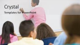  Presentation with elementary school - Beautiful presentation featuring elementary school teacher holding maths backdrop and a light gray colored foreground