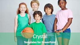  Presentation with elementary children - Colorful presentation theme enhanced with elementary school with basketball backdrop and a teal colored foreground