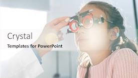  Presentation with optometrist - Slide deck having elementary-schoolgirl-sitting-in-front background and a sky blue colored foreground