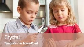  Presentation with detective magnifying glass - Beautiful PPT layouts featuring elementary science - children are considering a magnifying backdrop and a  colored foreground