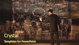  Presentation with business plan - Amazing PPT theme having elements cost - businessman drawing business plan backdrop and a tawny brown colored foreground